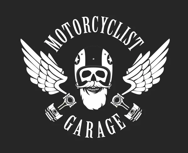 Retro-Emblem Motorradfahrer — Stockvektor