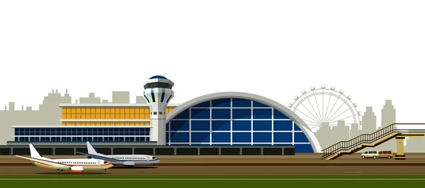 Aeropuerto edificio vector ilustración — Archivo Imágenes Vectoriales