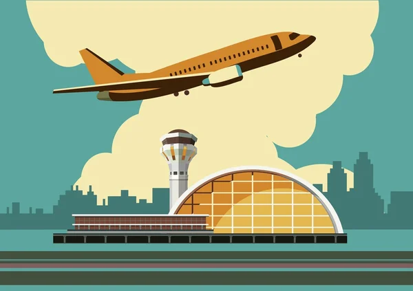 Aeropuerto edificio vector ilustración — Archivo Imágenes Vectoriales