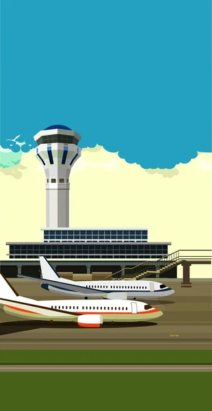 Aeropuerto edificio vector ilustración — Vector de stock