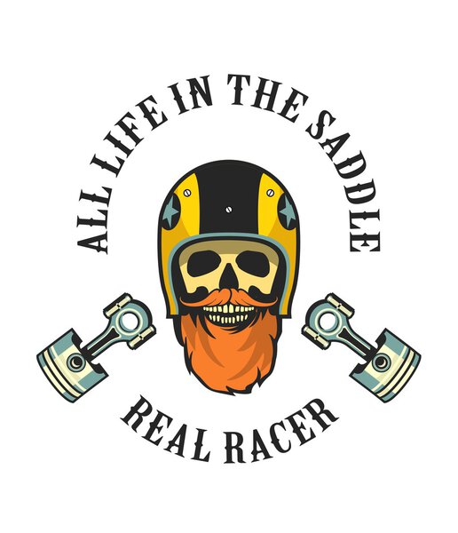 мотоциклист с ретро-эмблемой
