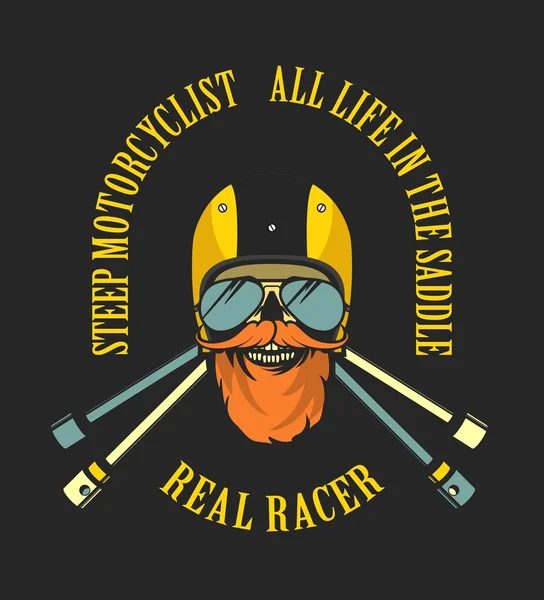 Retro-Emblem Motorradfahrer — Stockvektor