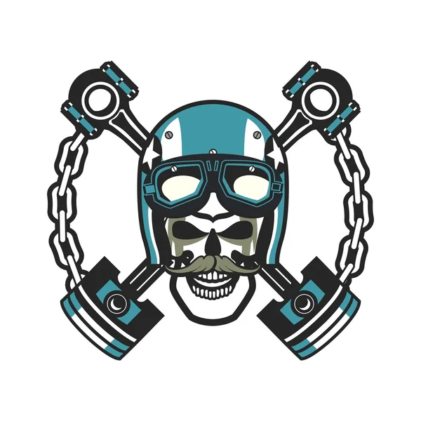 Biker Skull Emblem — Stock Vector