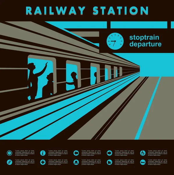 Platform railway station — Stock Vector