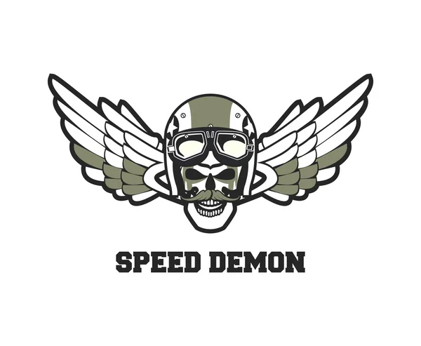 Emblema de crânio de motociclista — Vetor de Stock