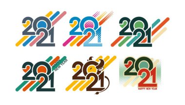 Tatil ilanlarınız, kartpostallarınız, tebrik kartlarınız, yılbaşı veya yeni yıl partisi davetiyeleriniz için retro-beyaz arka planda numaraların 2021 renk kompozisyonu