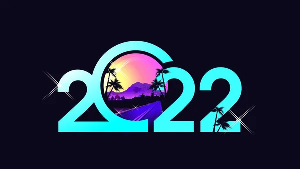 2022 anno numeri tropicale banner vettoriale — Vettoriale Stock