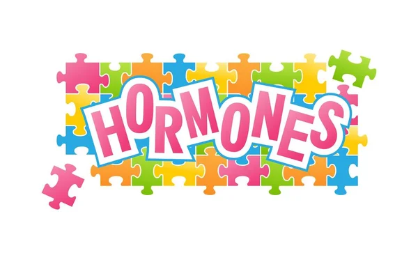 Conceptual Vector Illustration Human Hormones Puzzles One Picture Lack Elements — Stock Vector