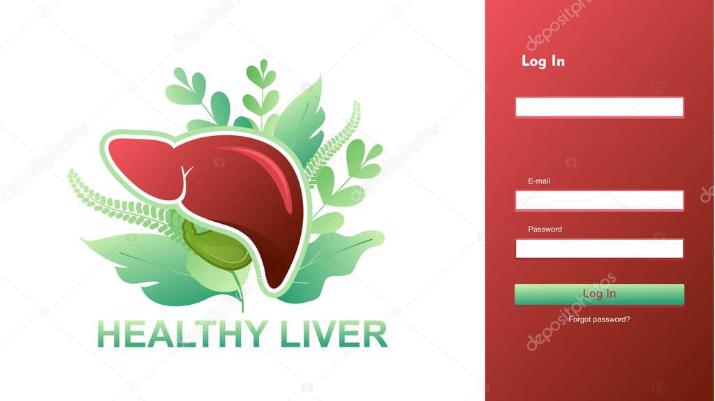 Medical care website login page internal organs liver information, web registration form design