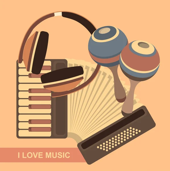 Emblema música retro en el disco — Vector de stock