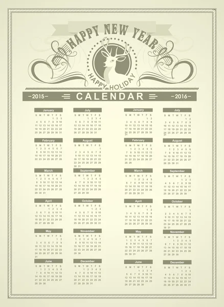 Calendario 2015-2016 — Vector de stock