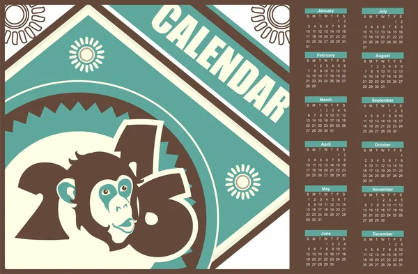 Calendario 2016 — Archivo Imágenes Vectoriales