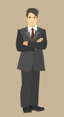 Young businessman with arms crossed on his chest vector Young businessman with arms crossed on his chest vector