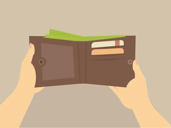 Wallet in the hands — Stock Vector