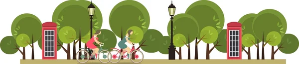 Young girl riding a bike ride in the park — Stock Vector