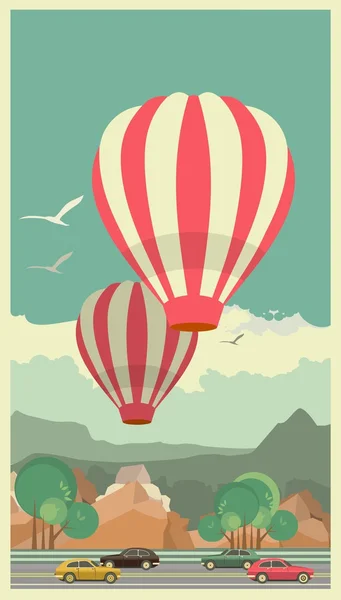 Hot air balloon in sky — Stock Vector