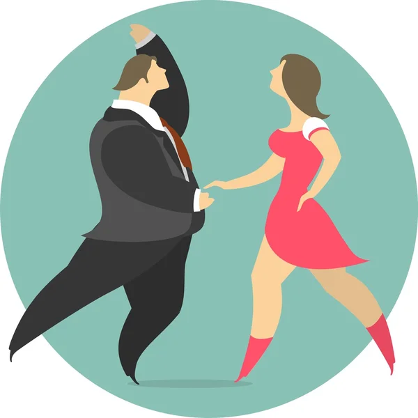 Vector Illustration Of A Couple Dancing In A Circle Emblem — Stock Vector