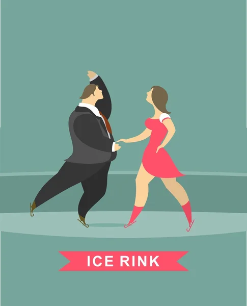 Hombre y mujer bailando sobre hielo — Archivo Imágenes Vectoriales