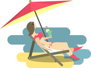 Kız sahilde dinleniyor.