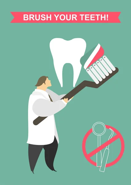 Dişçi dişlerini temizler — Stok Vektör