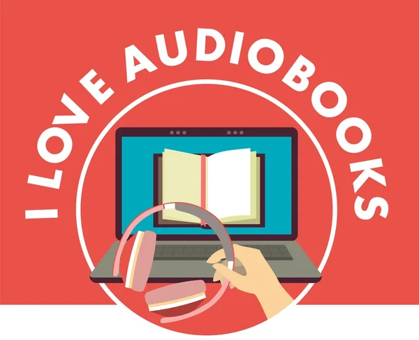 I love audiobooks concept — Stock Vector