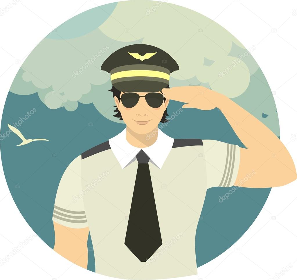 airline pilot in a round emblem