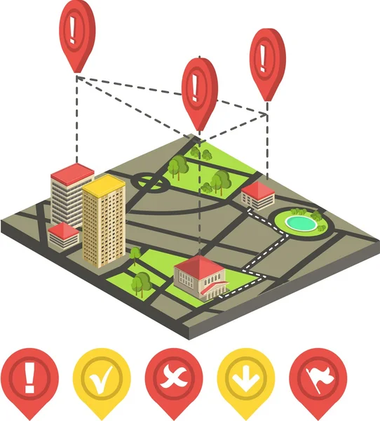 Concetto di mappa della città isometrica — Vettoriale Stock