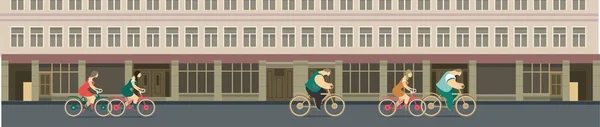 Andar en bicicleta por las calles de la ciudad — Vector de stock