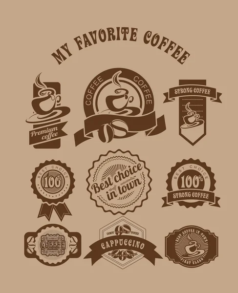 Insignias de café retro vintage — Vector de stock