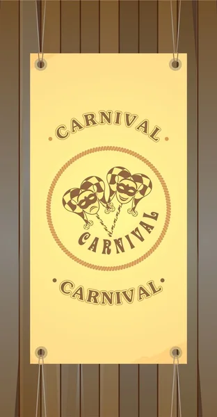 Carnaval flyer op een houten achtergrond — Stockvector