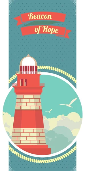 Emblemkarte Leuchtturm — Stockvektor
