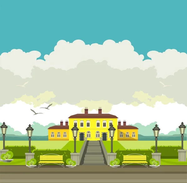 Maison de campagne avec parc — Image vectorielle