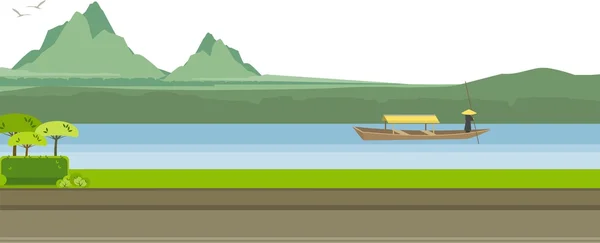 Illustratie berg rivier — Stockvector