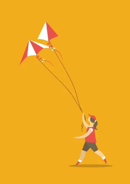 Girl and kite — Stock Vector