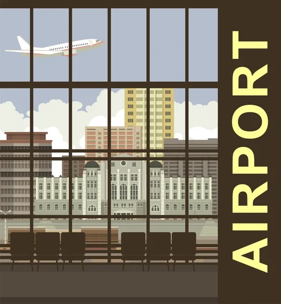 Vue sur l'aéroport — Image vectorielle