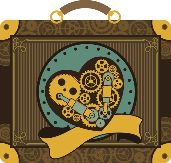 Coração mecânico steampunk — Vetor de Stock