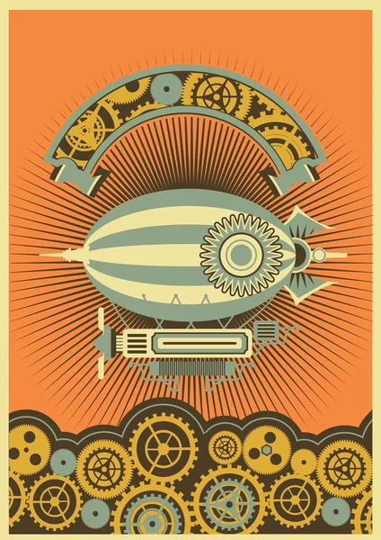 Steampunk dirigible — Stock Vector