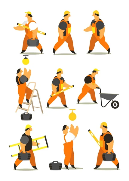 Conjunto de trabajadores en ropa de trabajo — Vector de stock