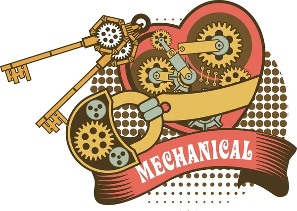 Coração mecanismo steampunk — Vetor de Stock
