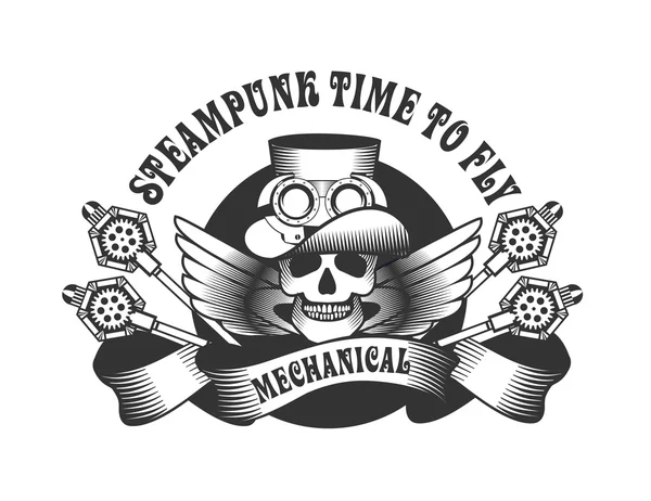 Badge crâne Steampunk — Image vectorielle