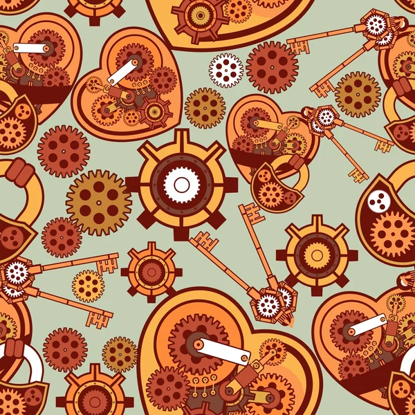 Seamless pattern Steampunk mechanism — ストックベクタ