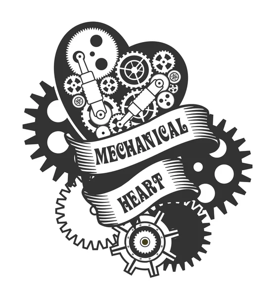 Steampunk-Mechanismus Herz — Stockvektor