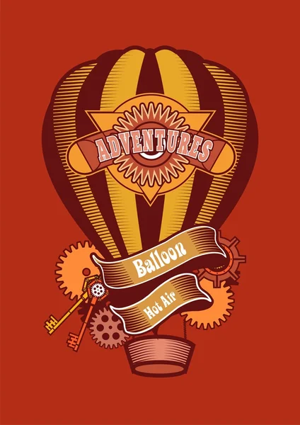 Steampunk-Heißluftballon — Stockvektor