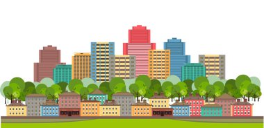 Cityscape beyaz zemin üzerine