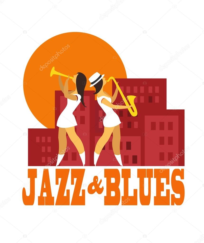Abstract jazz band, Jazz music party invitation design vector illustration