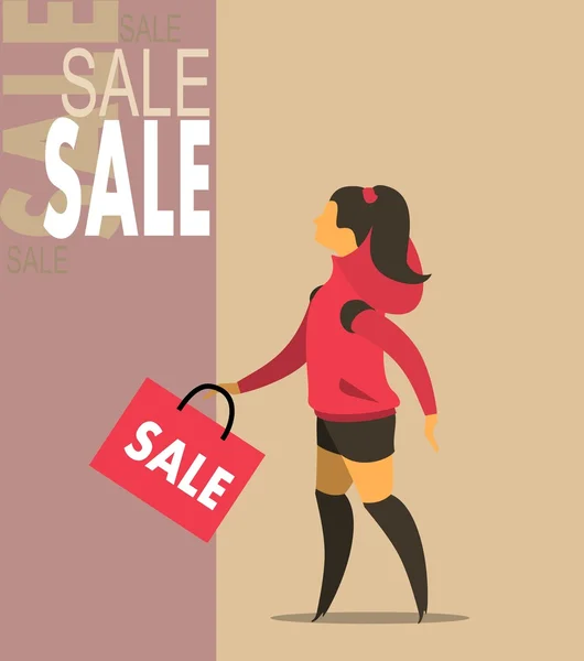 Seasonal sale girl — Stock Vector