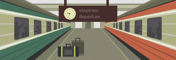 Plataforma con tren — Vector de stock