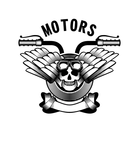 Motocicleta fita emblema — Vetor de Stock