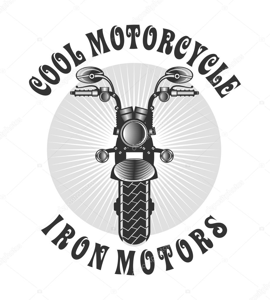 Vector emblem retro motorcycle in the steampunk style on a white background