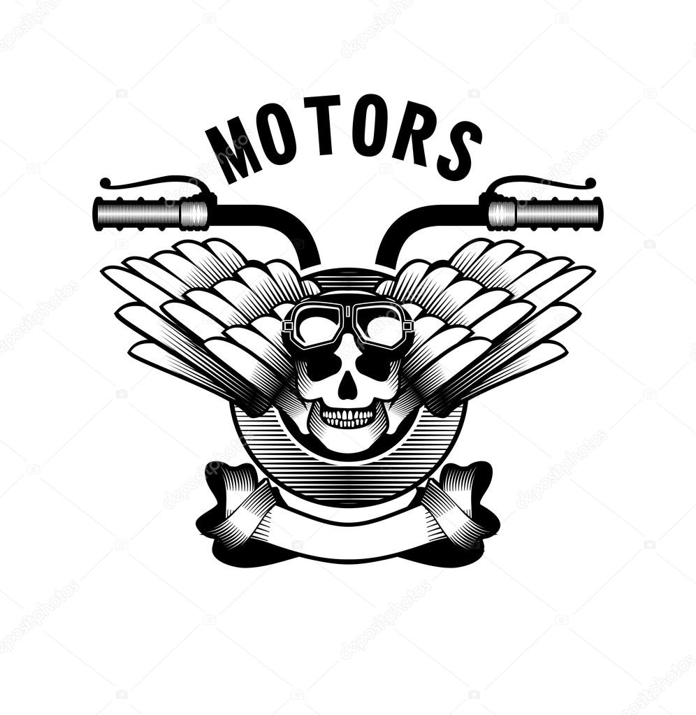 motorcycle ribbon emblem